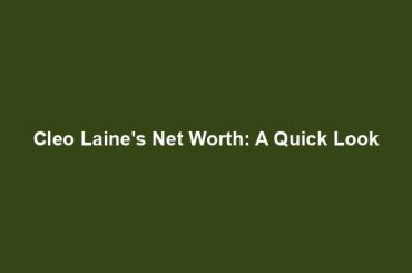 Cleo Laine's Net Worth: A Quick Look