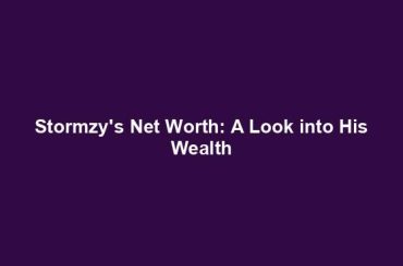 Stormzy's Net Worth: A Look into His Wealth